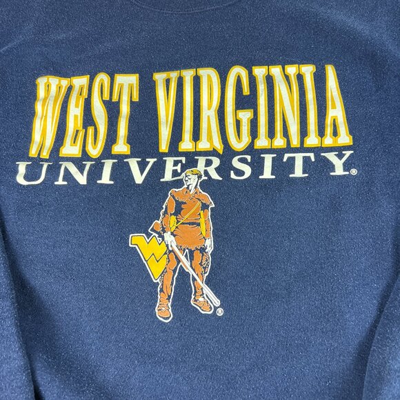 VTG 90s West Virginia Mountaineers Sweatshirt Extra Large Blue Faded Crewneck - Picture 6 of 16